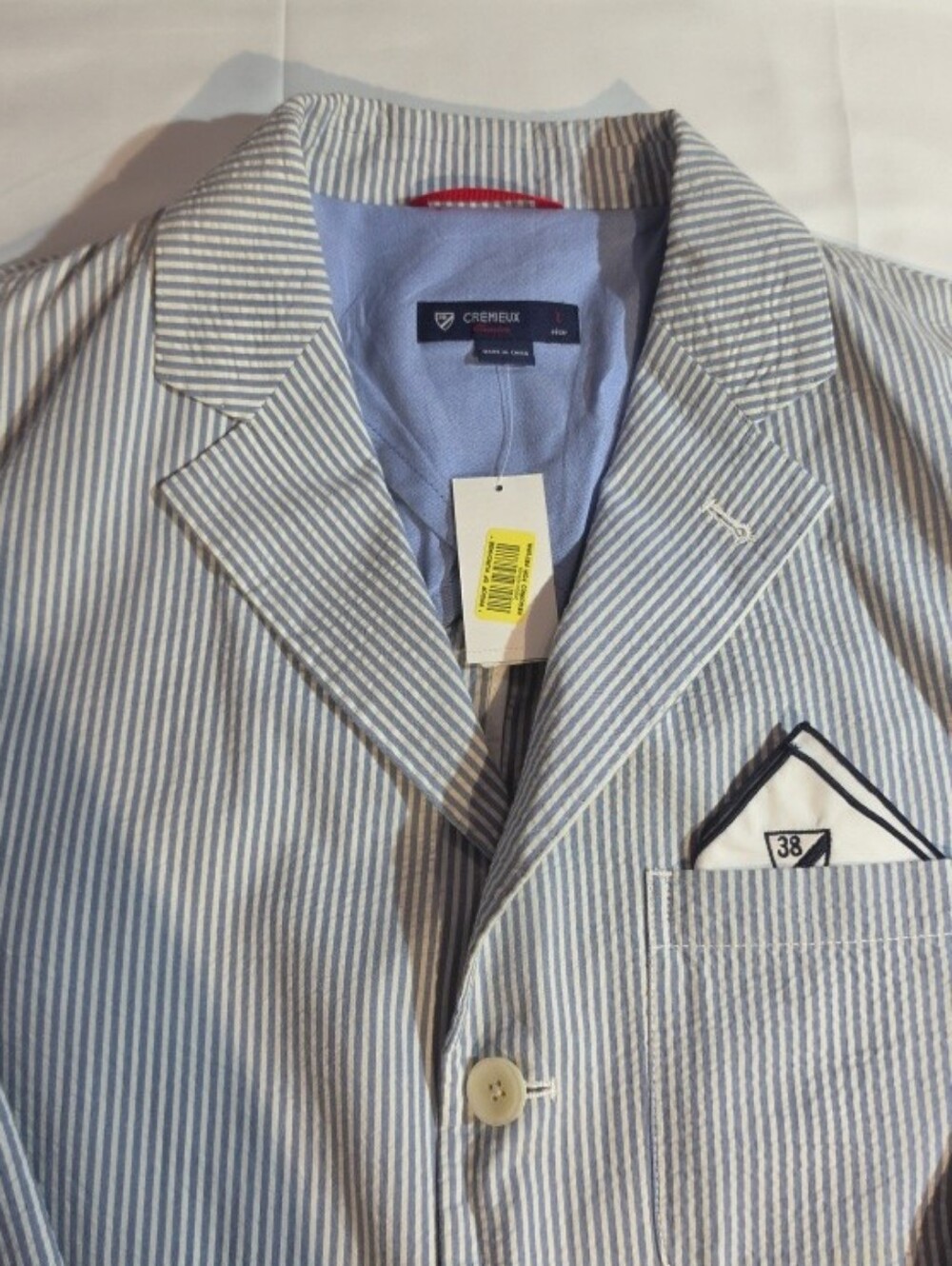 Daniel Cremieux Large Seersucker Light Blue Striped Men's Blazer